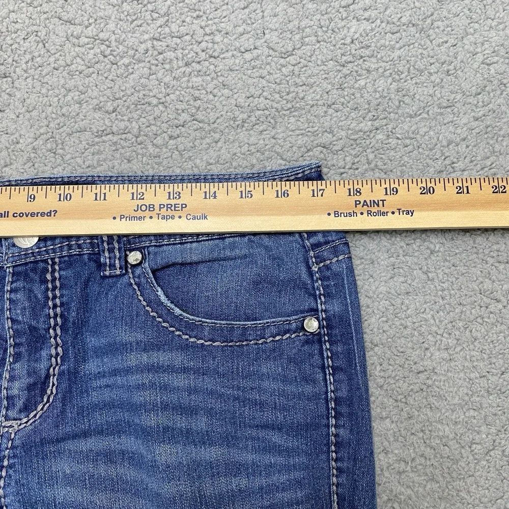 Nine West Ramses Bling Boot Jeans Women 12 Blue Denim Flap Pockets Western
